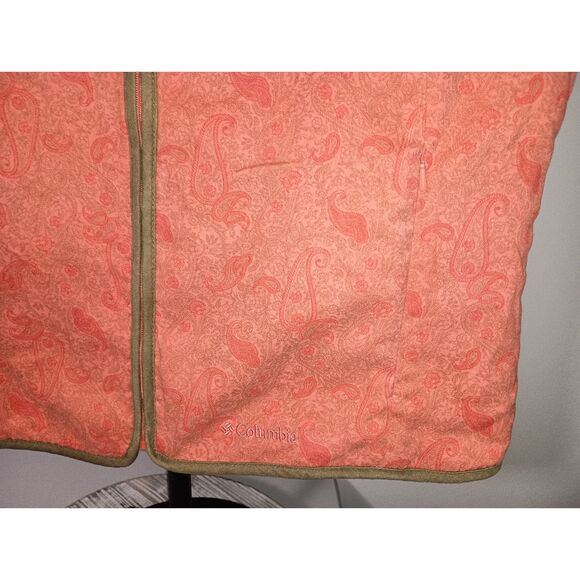 COLUMBIA: River Resort Orange Paisley/Flower Pattern Full Zip-Up Vest, Woman (L) - Picture 3 of 7